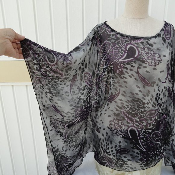 Uptown Vibe Bat Sleeve Blouse Purple Black Size 2X - Picture 3 of 7